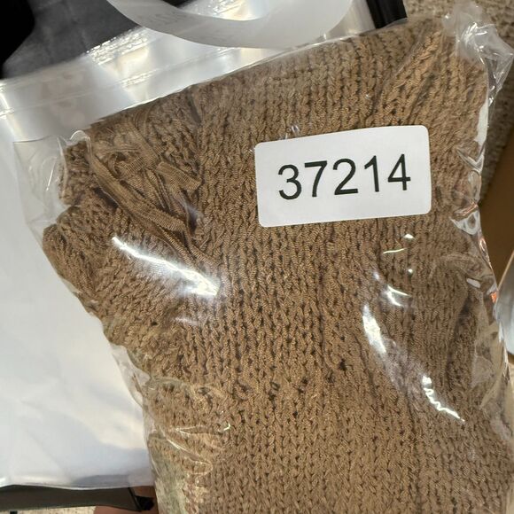 Ashley Stewart Top Women 12 Brown Open Front Short Sleeve Fringe Knit Acrylic - Picture 6 of 6